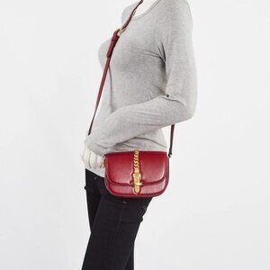 Gucci Red Textured Leather Mini Sylvie 1969 Crossbody Bag